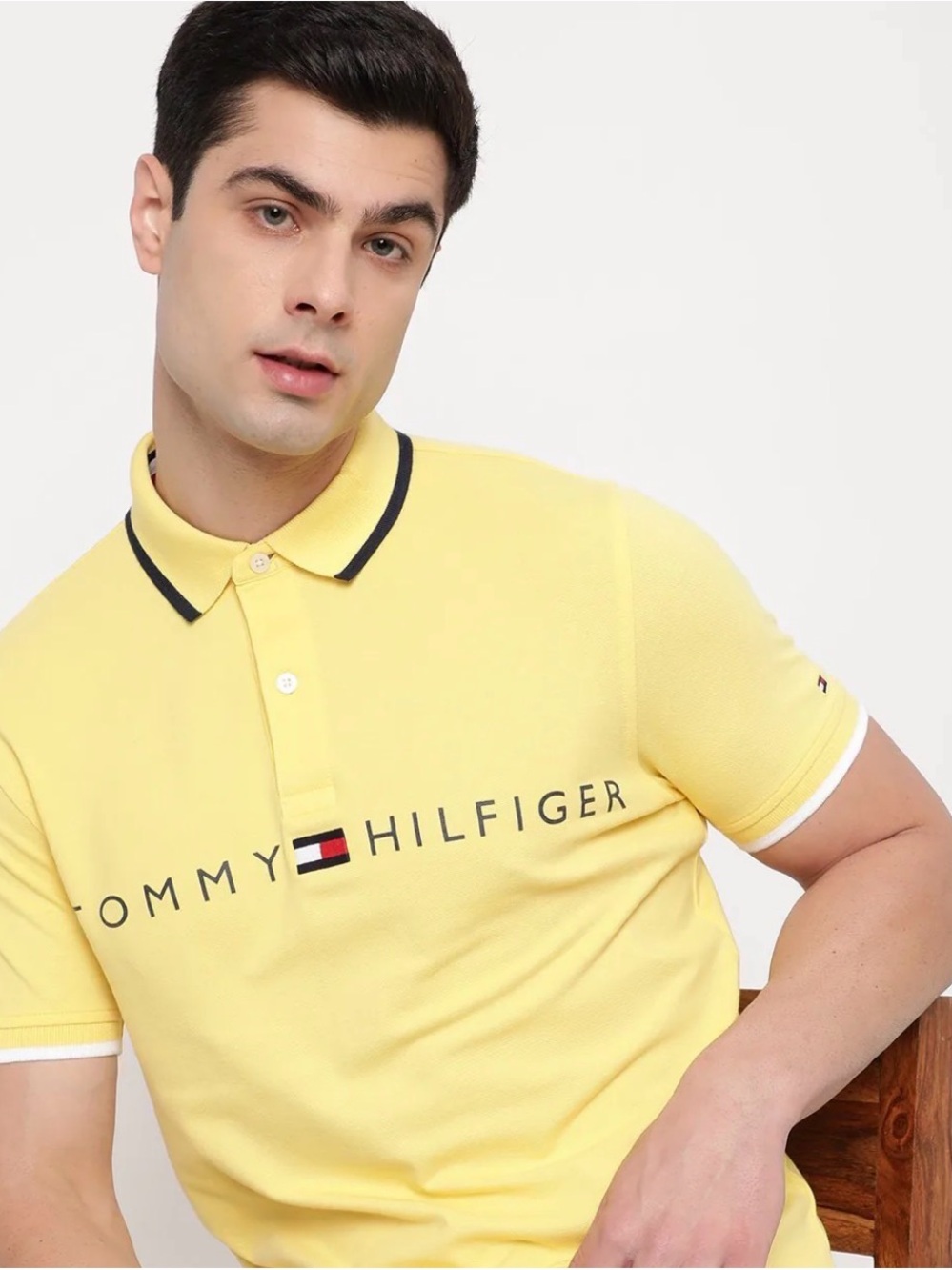 Tommy Hilfiger Men’s Slim Fit Yellow Logo Polo Shirt